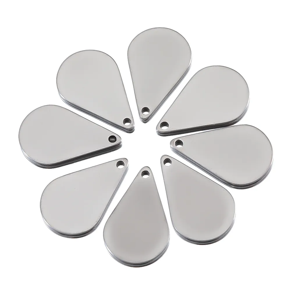 Droppformade Berlocker 14x9mm Rostfritt Stål, 4-pack