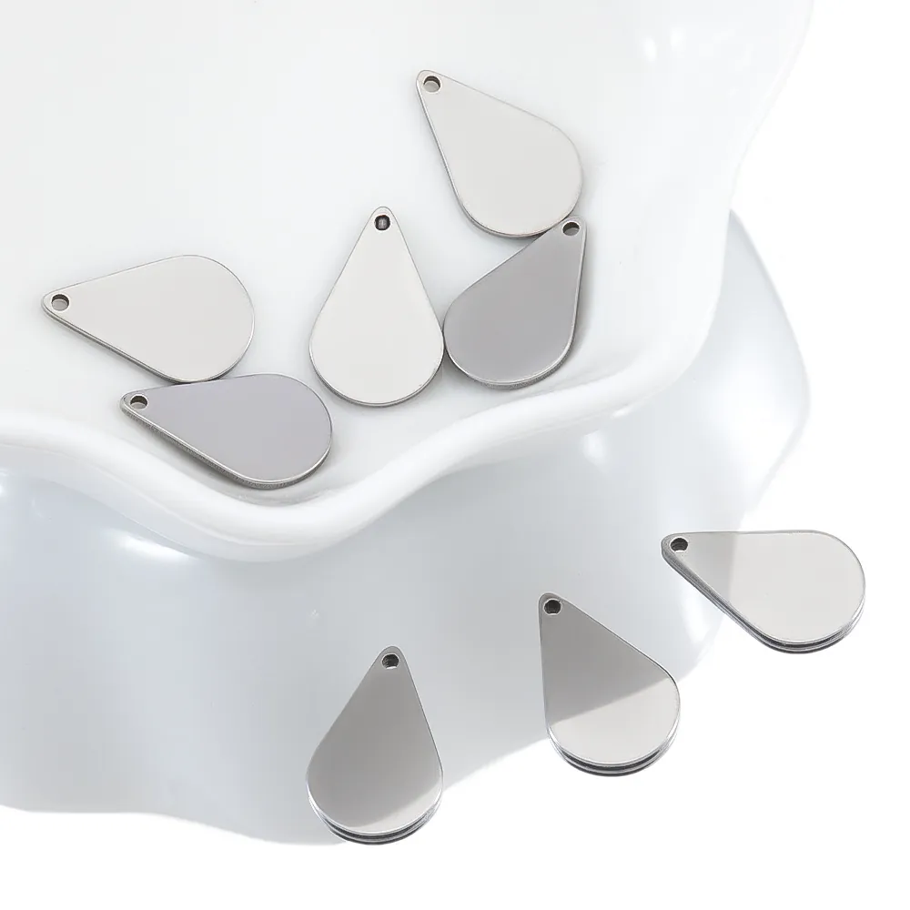 Droppformade Berlocker 14x9mm Rostfritt Stål, 4-pack