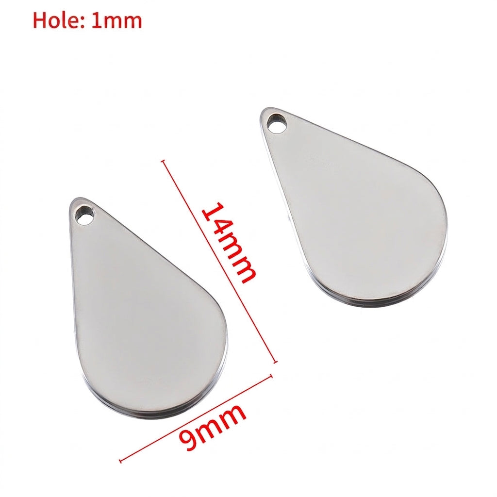 Droppformade Berlocker 14x9mm Rostfritt Stål, 4-pack
