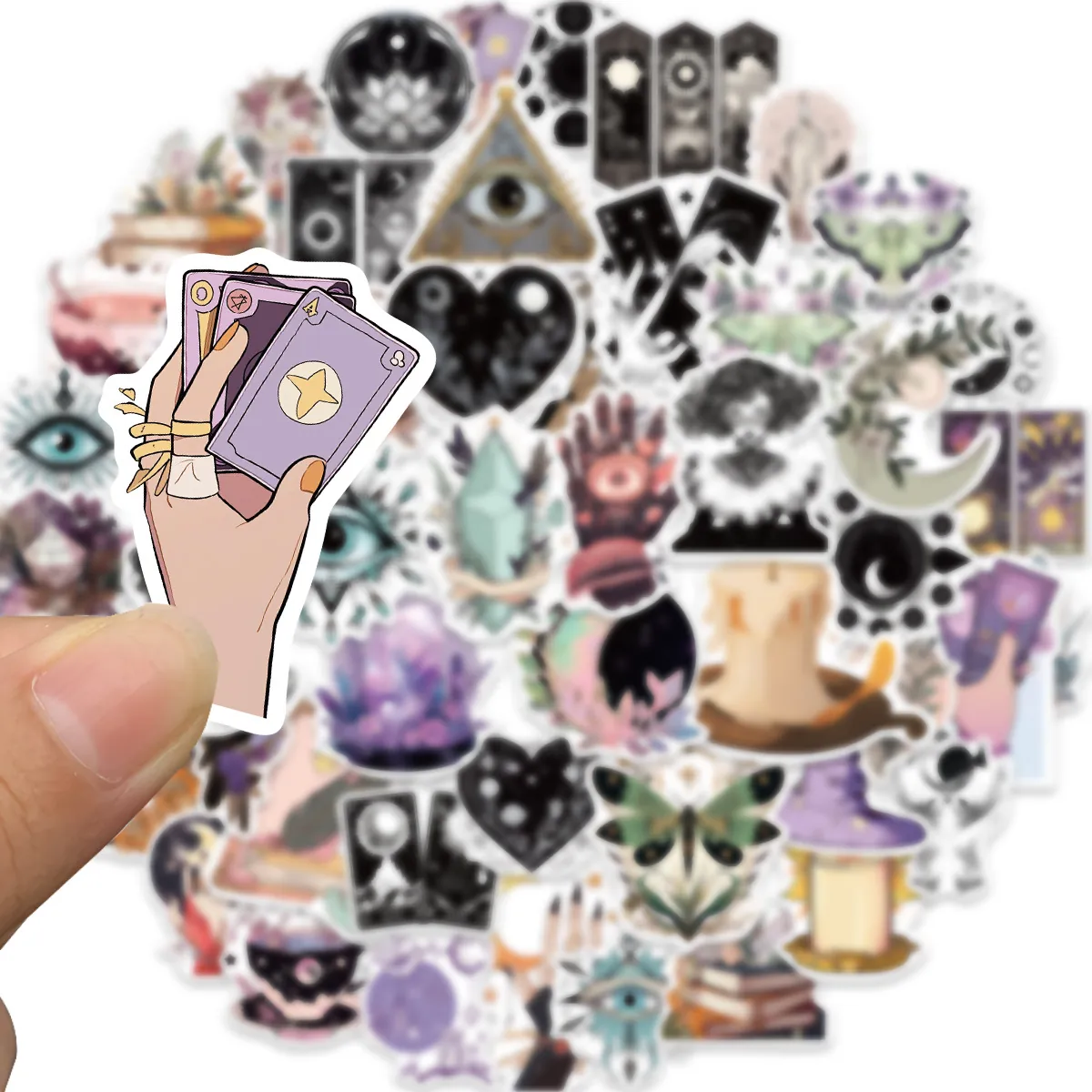 Klistermärken Stickers med vackra motiv tarot mystik tema, 1 set (50 st motiv)