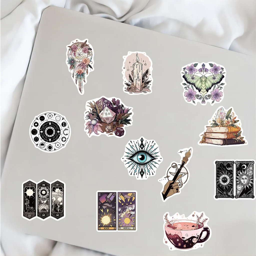 Klistermärken Stickers med vackra motiv tarot mystik tema, 1 set (50 st motiv)