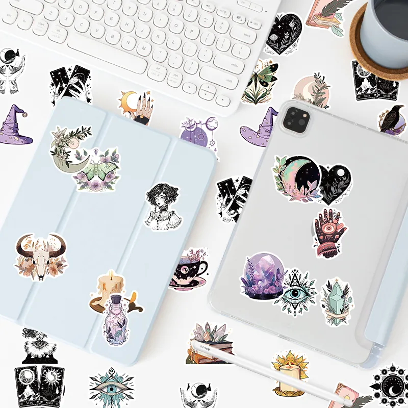 Klistermärken Stickers med vackra motiv tarot mystik tema, 1 set (50 st motiv)