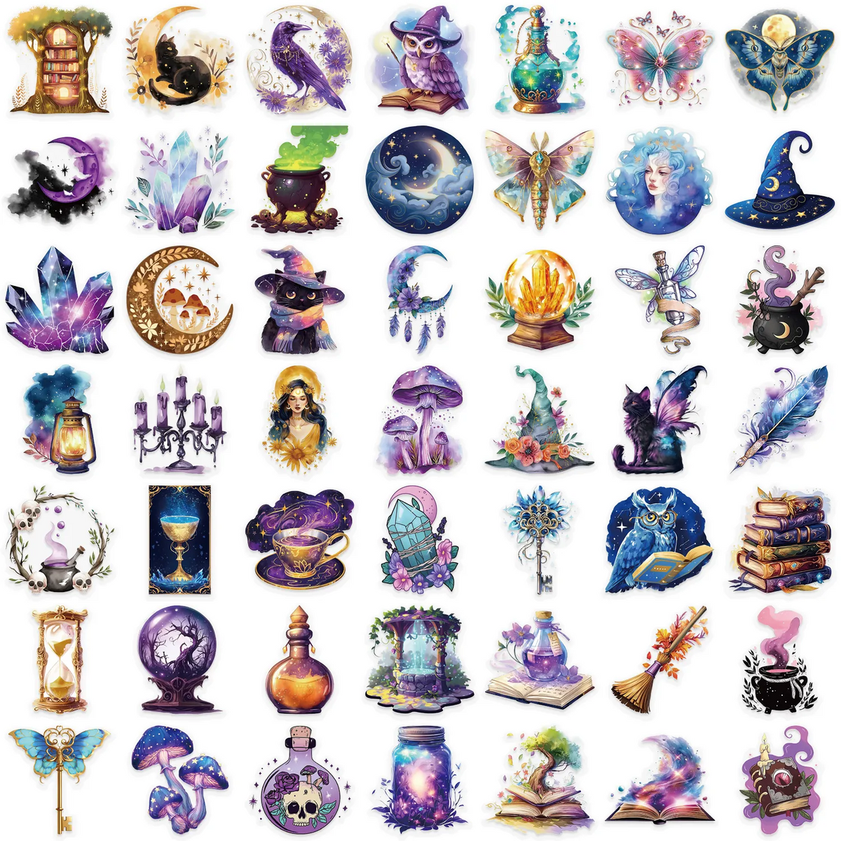 Klistermärken Stickers med magiska mystiska motiv, 1 set (50 motiv)
