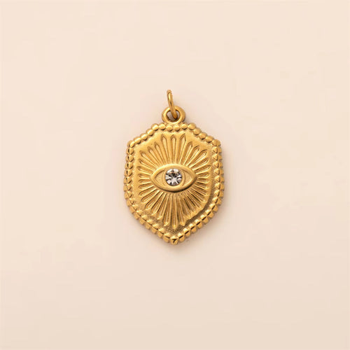 Berlock Hänge Vintage Evil Eye Cubic Zirconia 18K Guldpläterad 304 Rostfritt stål, 1 st