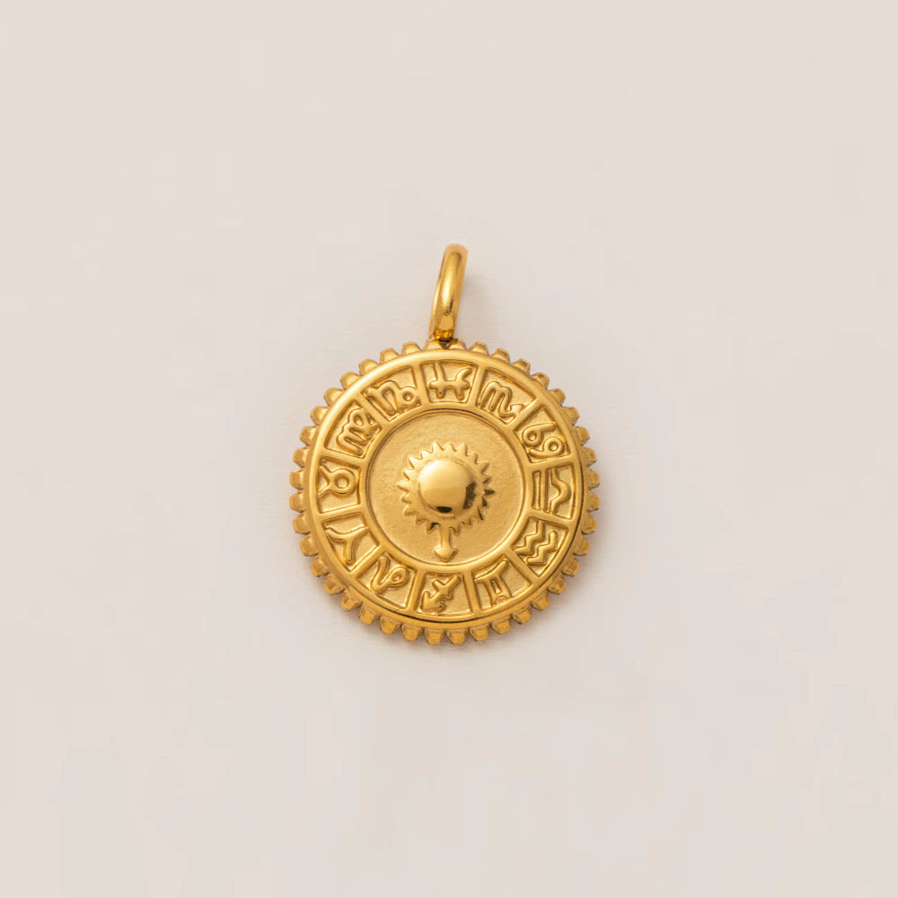 Berlock Hänge Vintage Zodiac 18K Guldpläterad 304 Rostfritt stål, 1 st