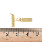 Mässingsberlock med bindring 4x14mm och text Fuck på båda sidor 18K guldpläterad, 1 st