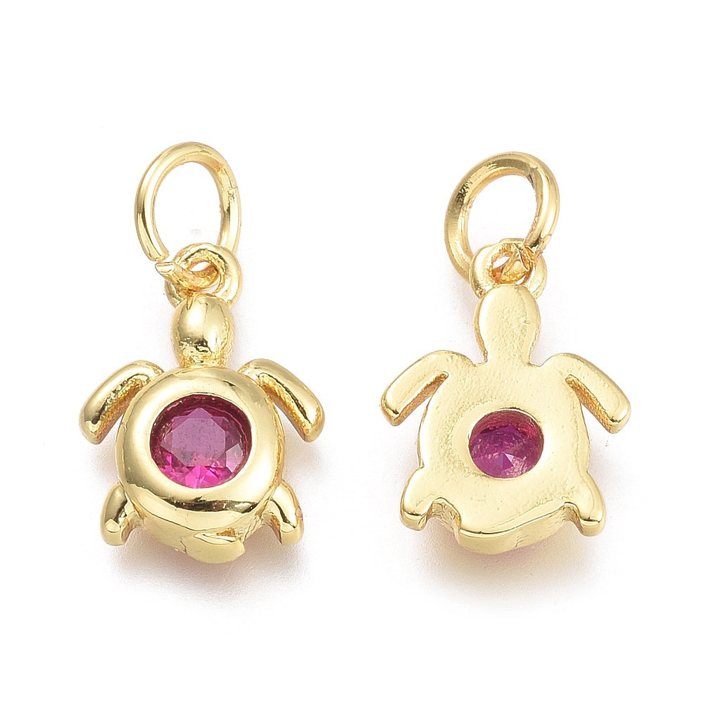 Berlock Hänge 18K Guldpläterad Sköldpadda i Mässing med Cubic Zirconiasten i 8 färger, 1st