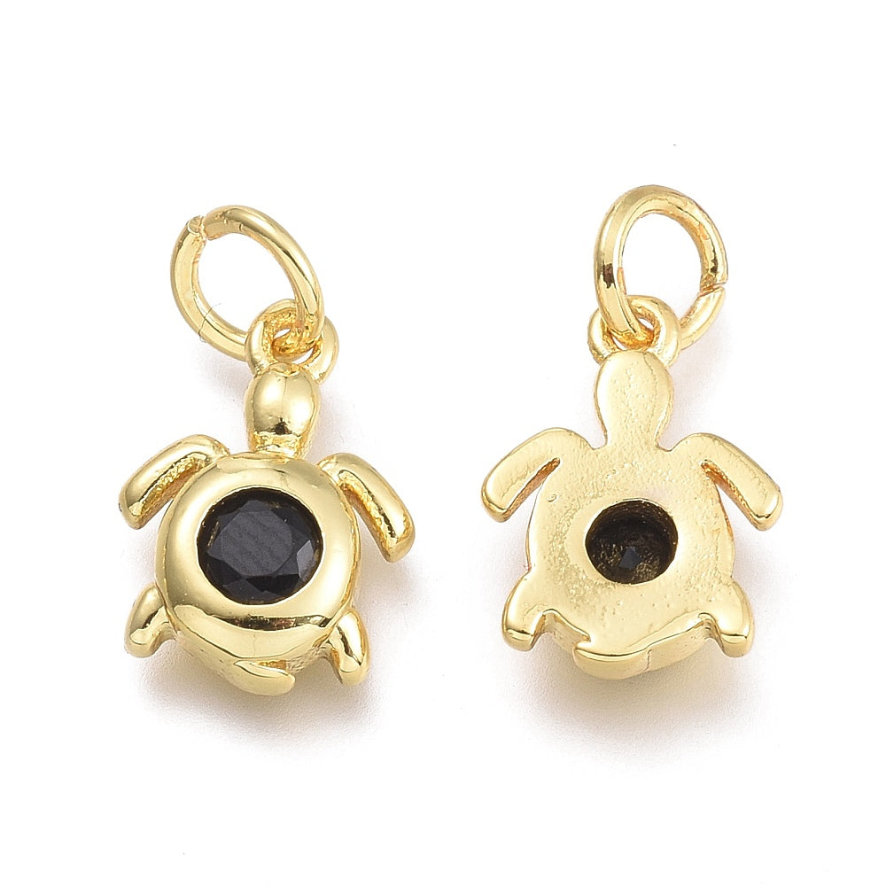 Berlock Hänge 18K Guldpläterad Sköldpadda i Mässing med Cubic Zirconiasten i 8 färger, 1st