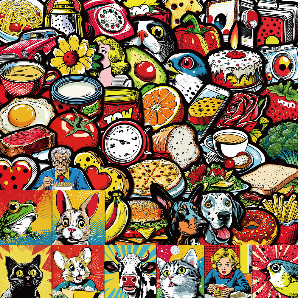 Klistermärken Stickers med motiv Popkonst, 1 set (50 st motiv)