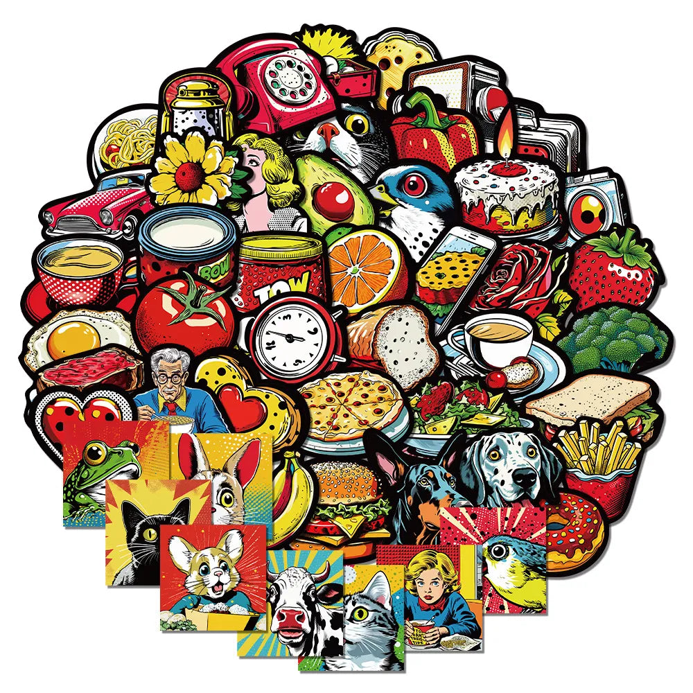 Klistermärken Stickers med motiv Popkonst, 1 set (50 st motiv)