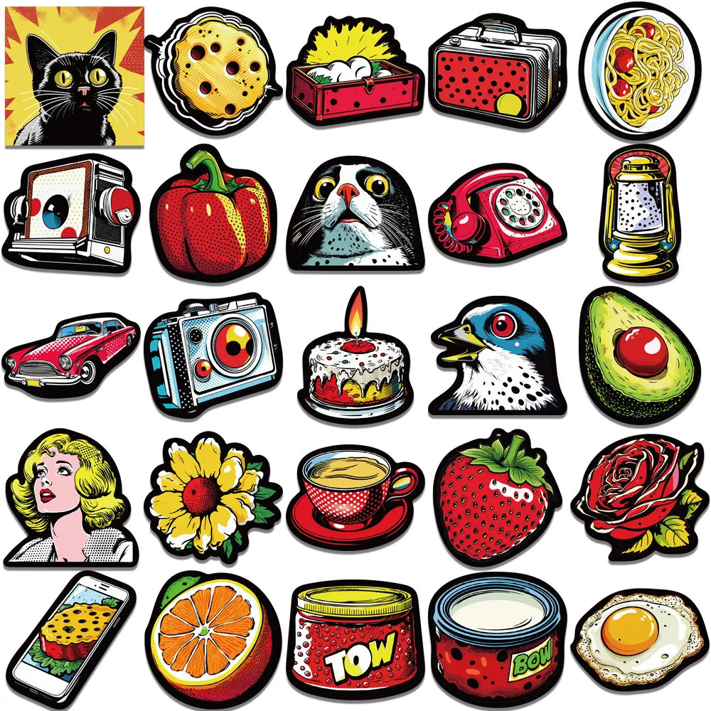 Klistermärken Stickers med motiv Popkonst, 1 set (50 st motiv)
