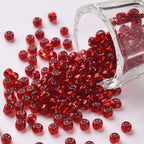 Seed Beads 3mm eller 4mm Transparent Röd med silverfordrad insida, 30 gram