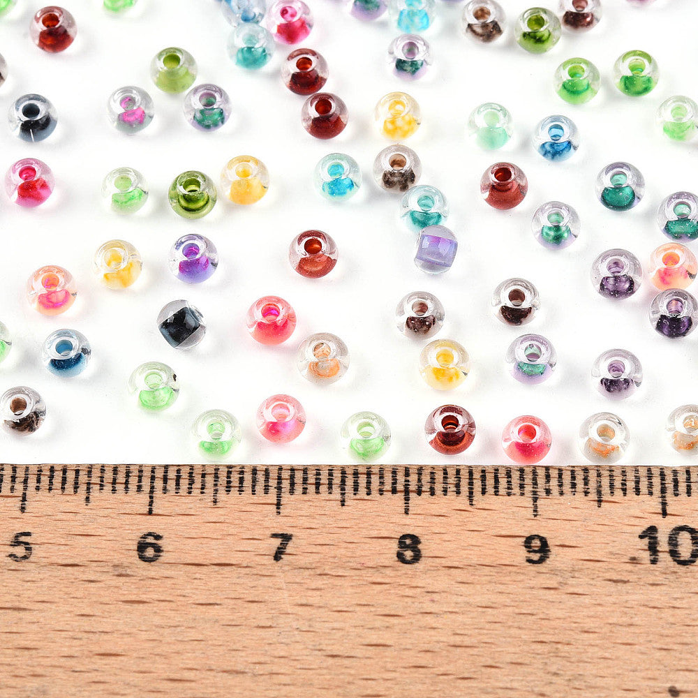 Seed Beads 4mm Transparent med färgad insida mixade, 30 gram