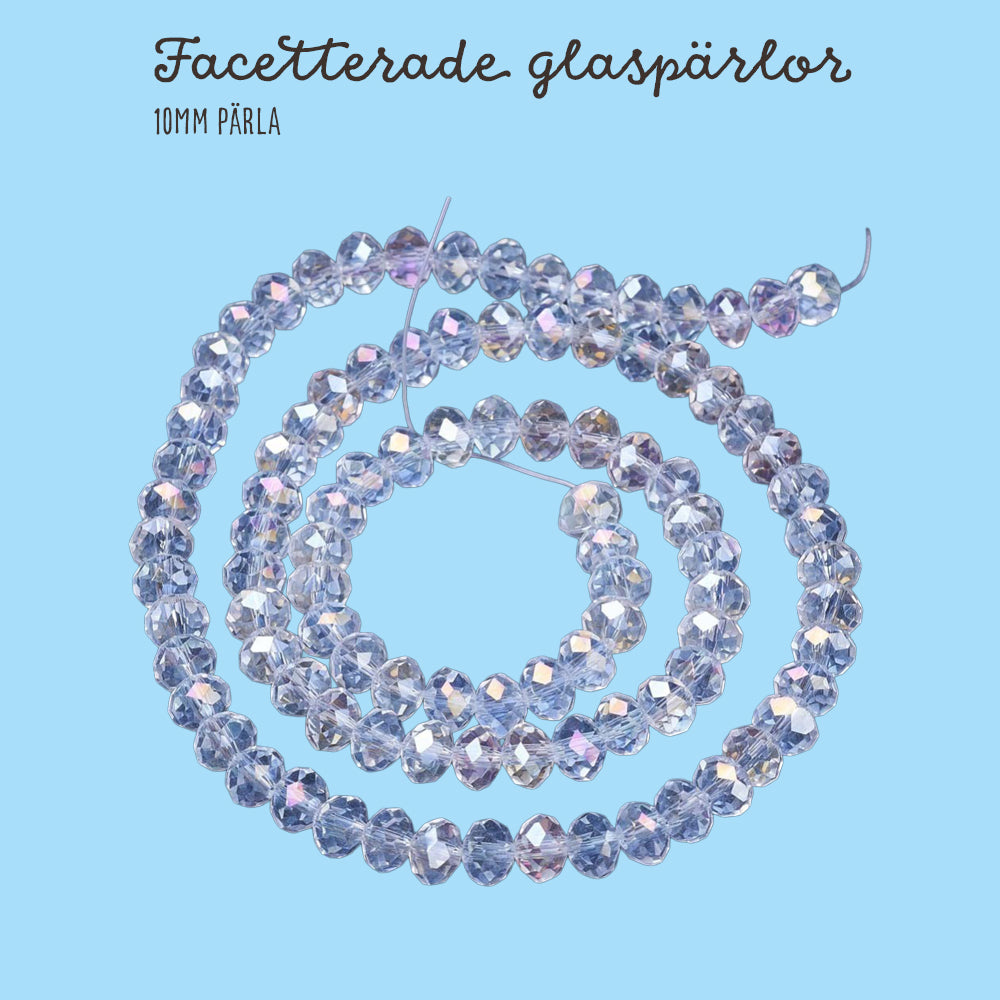 Glaspärlor facetterade rondellpärlor AB klar 4-10mm, 1 sträng