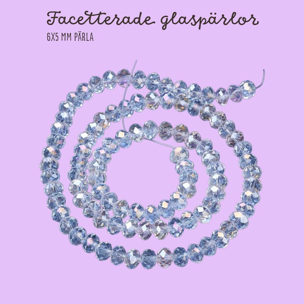 Glaspärlor facetterade rondellpärlor AB klar 4-10mm, 1 sträng