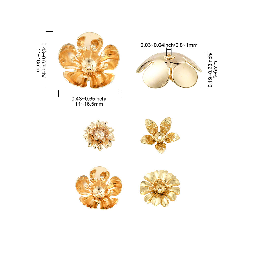 Pärlhattar Blompistiller Pläterade med äkta 18K guld, 8-pack