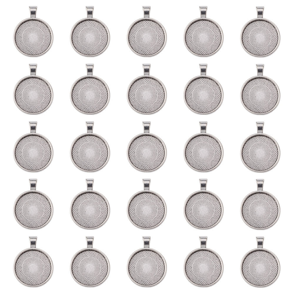 Cabochoninfattning Ramberlocker antiksilver för 25mm cabochons, 2-pack