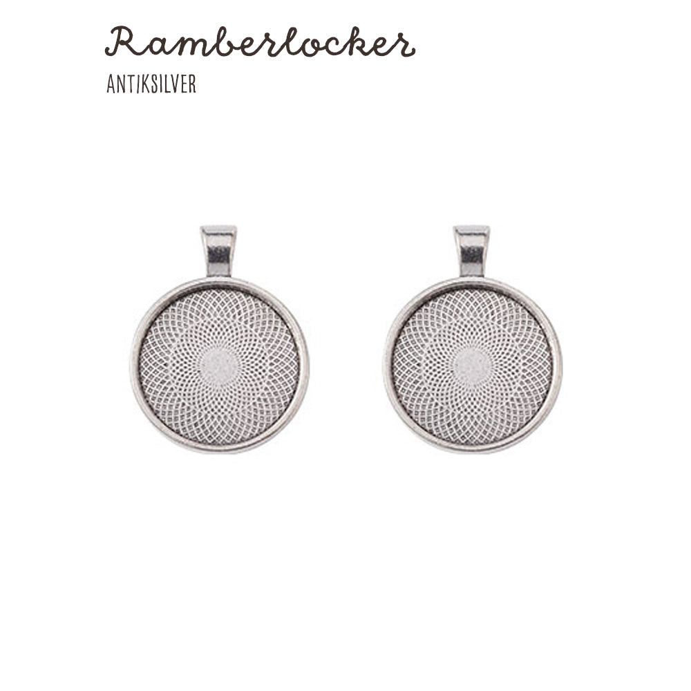Cabochoninfattning Ramberlocker antiksilver för 25mm cabochons, 2-pack