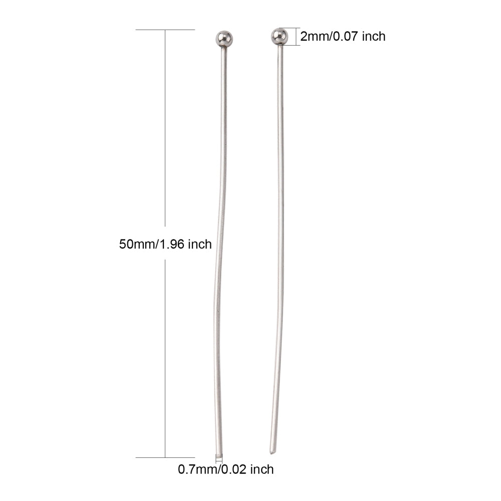 Kulpinnar 50x0,7mm i 304 Rostfritt Stål, 20-pack