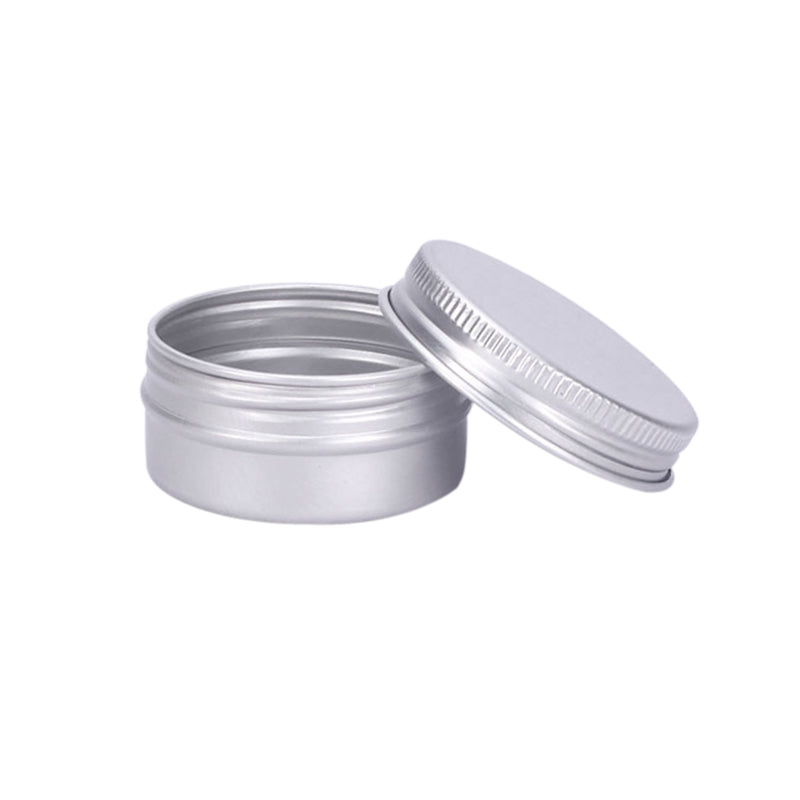 Aluminiumburkar 20ml Platinumfärgade 3,9x2cm med skruvlock, 2-pack