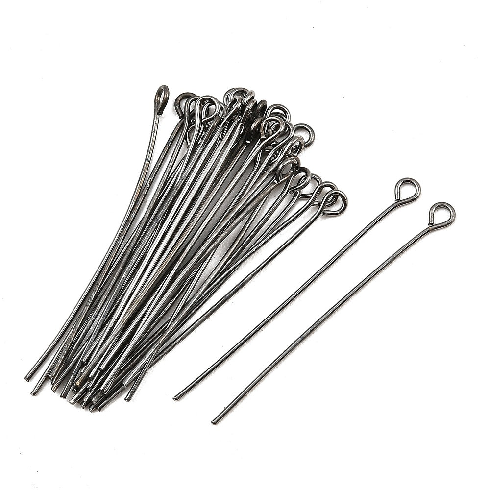 Öglepinnar 40x0,7mm i Järn Gunmetal, 100-pack