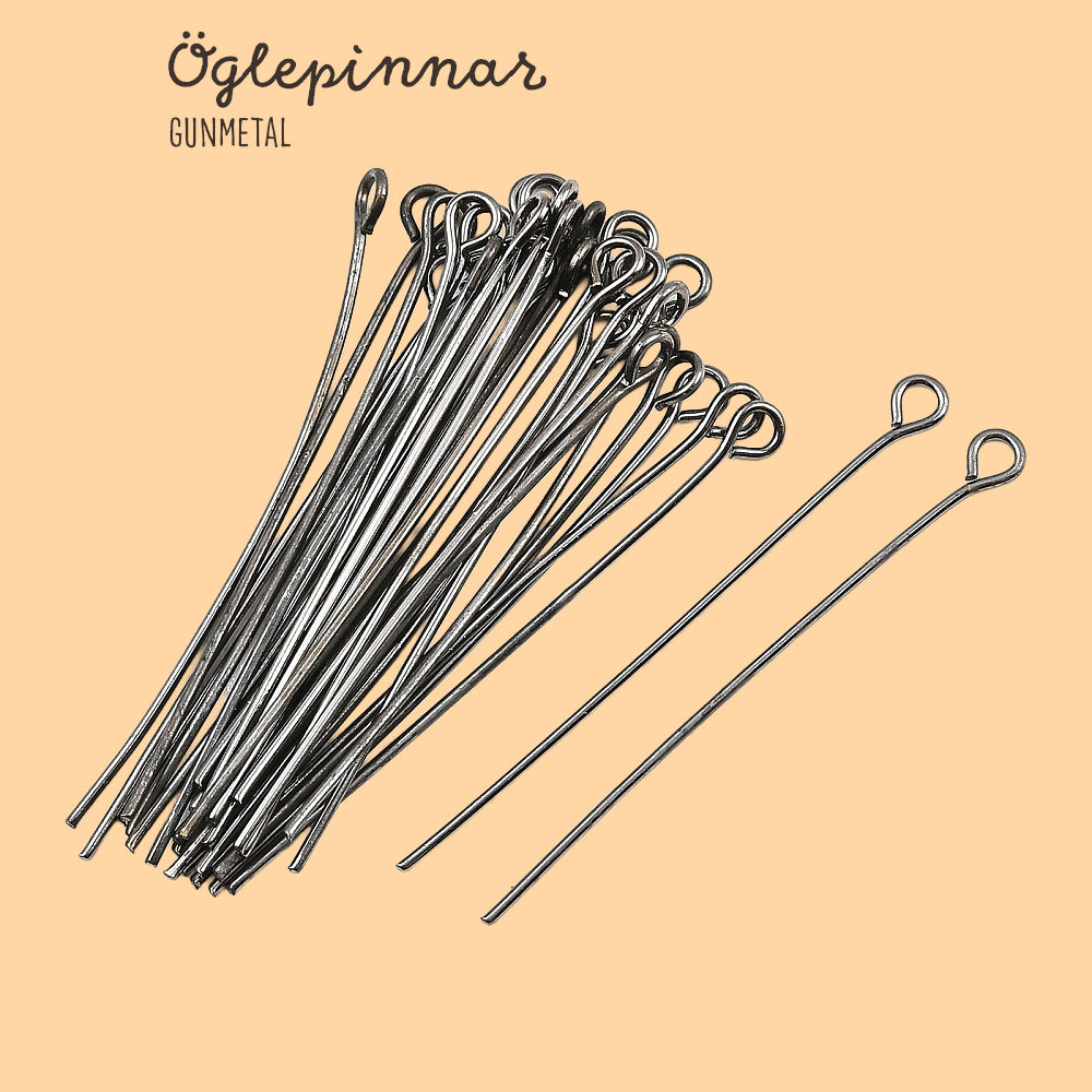 Öglepinnar 40x0,7mm i Järn Gunmetal, 100-pack