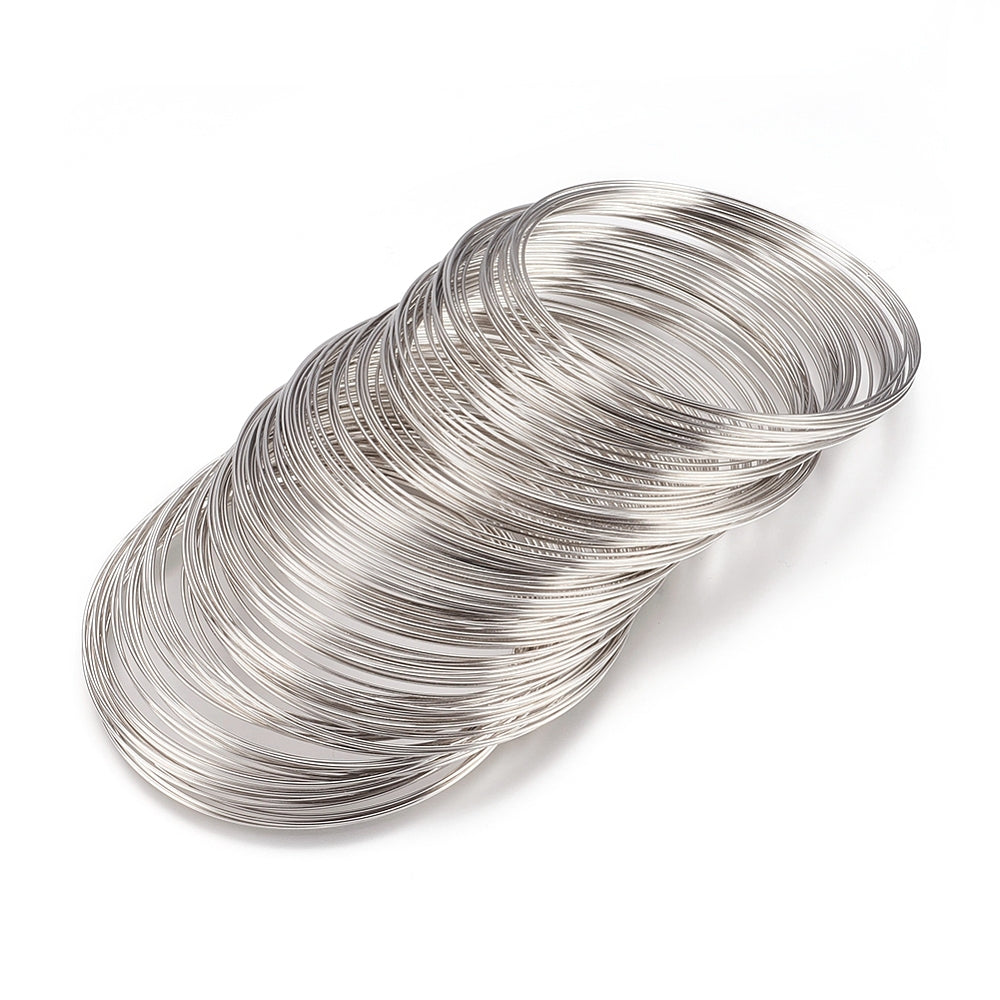 Memory Wire Armband 0,6mm Platinumfärgad Stål Nickelfri, 100 varv