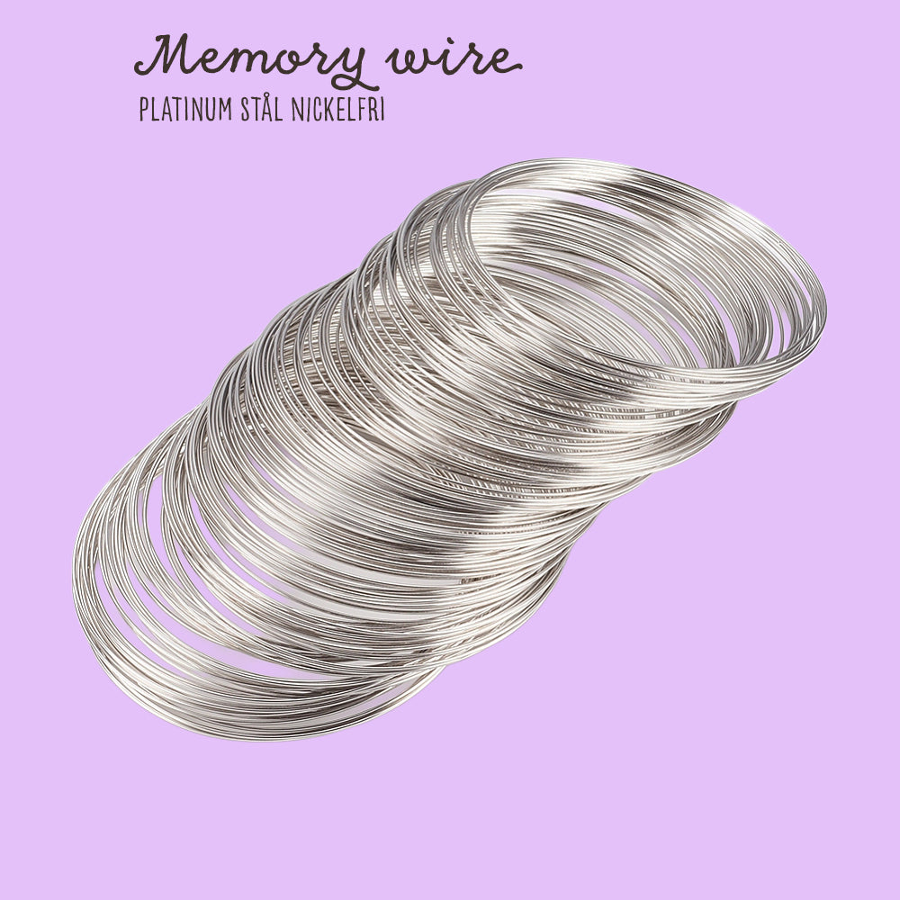 Memory Wire Armband 0,6mm Platinumfärgad Stål Nickelfri, 100 varv