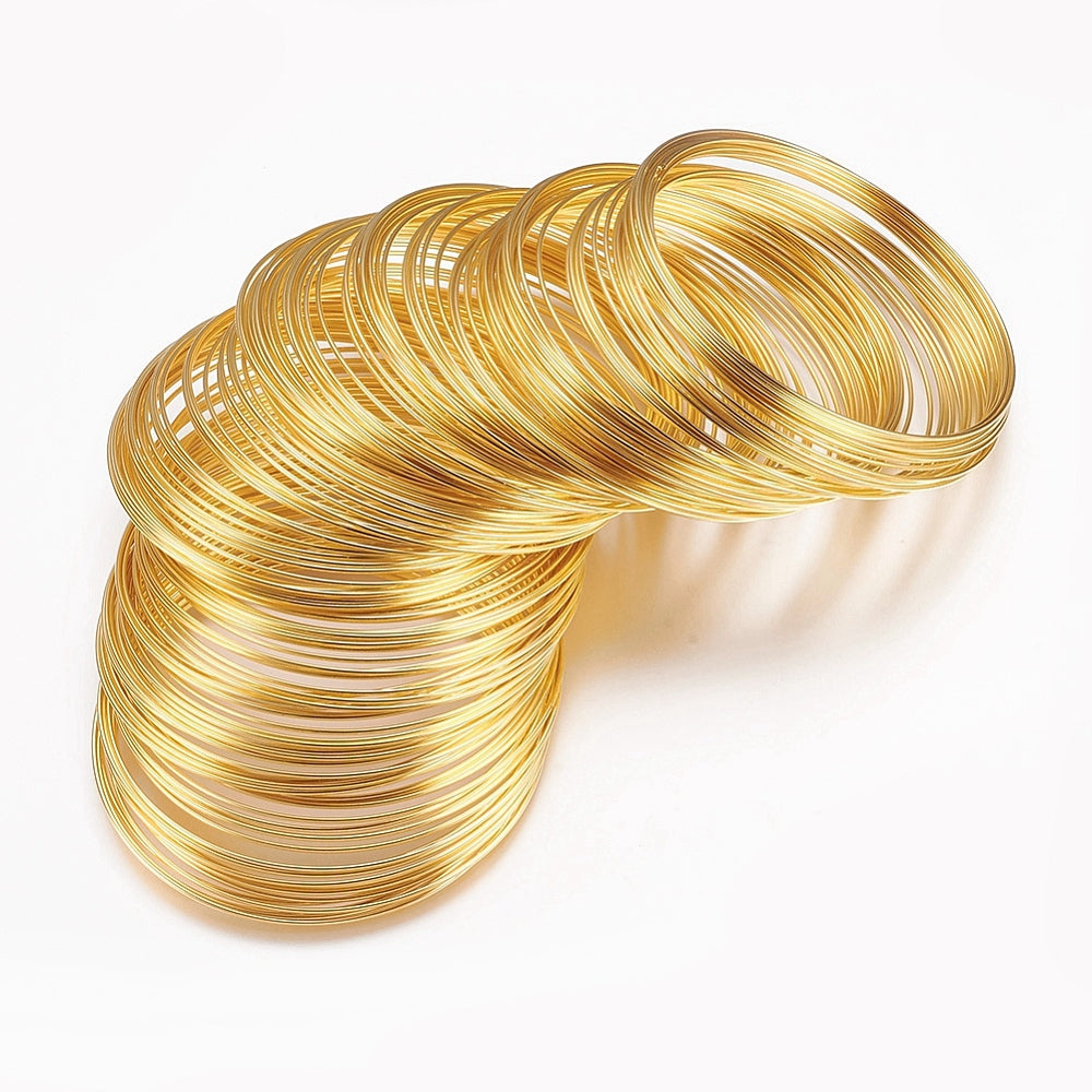 Memory Wire Armband 0,6mm 18K Guldpläterad Stål Nickelfri, 100 varv