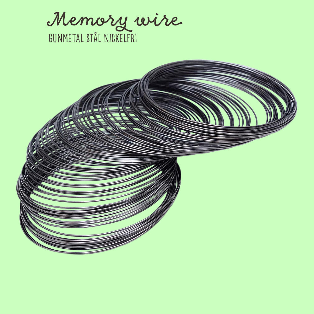 Memory Wire Armband 0,6mm Gunmetal Stål Nickelfri, 100 varv