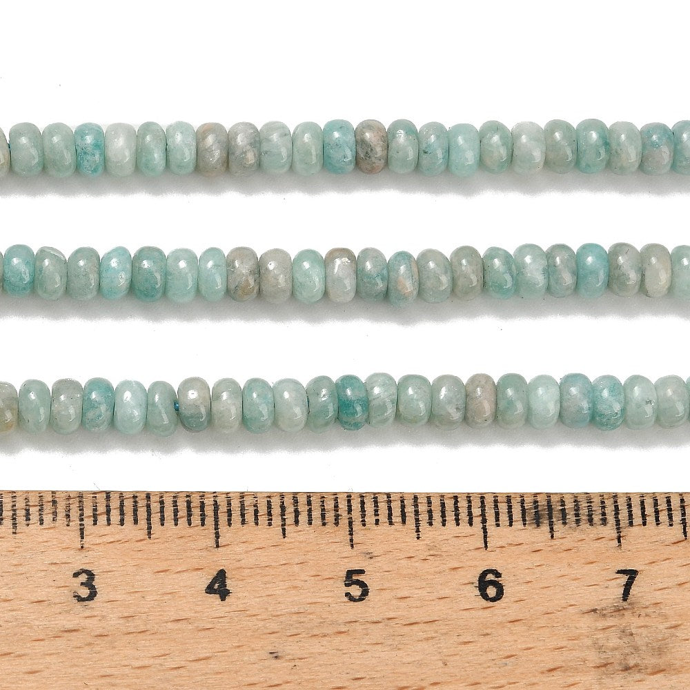 Amazonit rondeller 4x1,5mm små naturliga ädelstenar, 1 sträng (38cm)