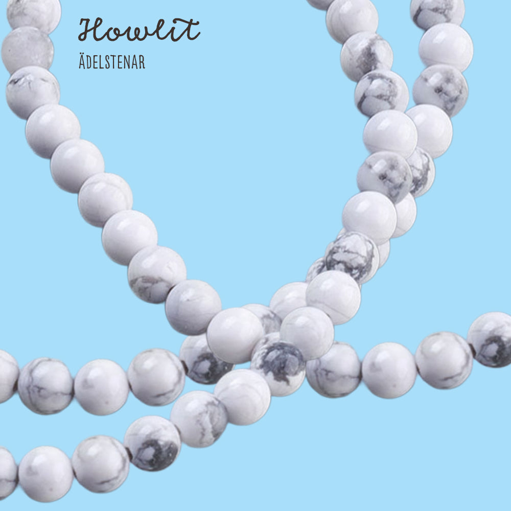 Howlit 10mm Naturliga Ädelstenar, 1 sträng (18 cm)