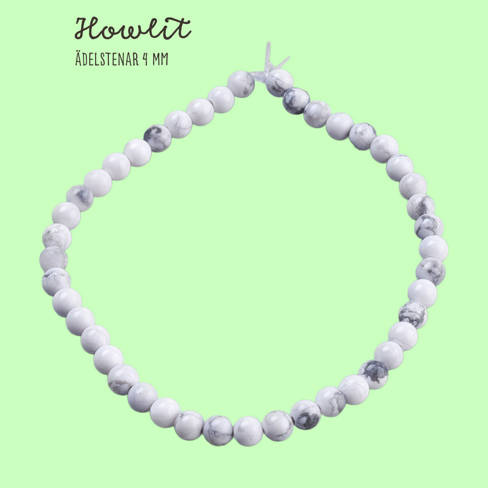 Howlit 4mm Naturliga Ädelstenar, 1 sträng (18 cm)