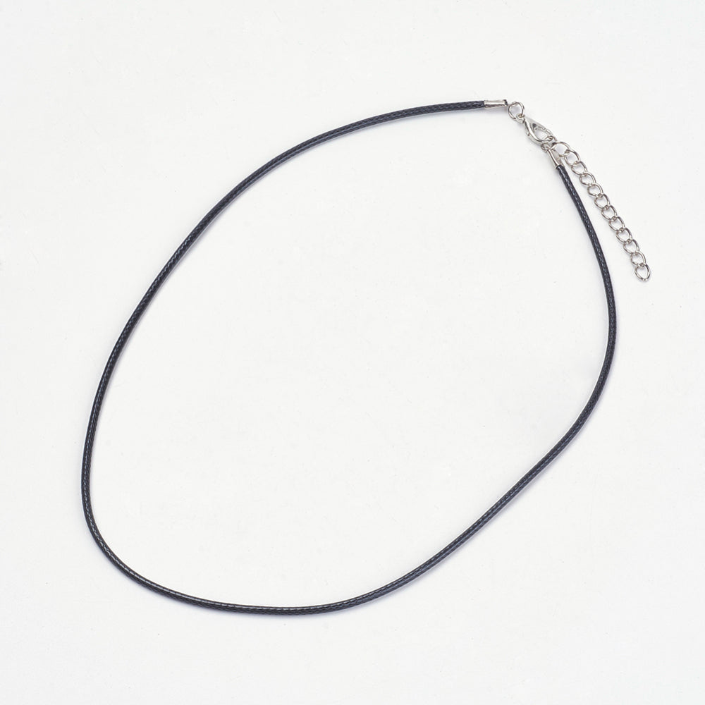 Halsband Kords 43cm Svart läderimitation 2mm tjock, 5-pack