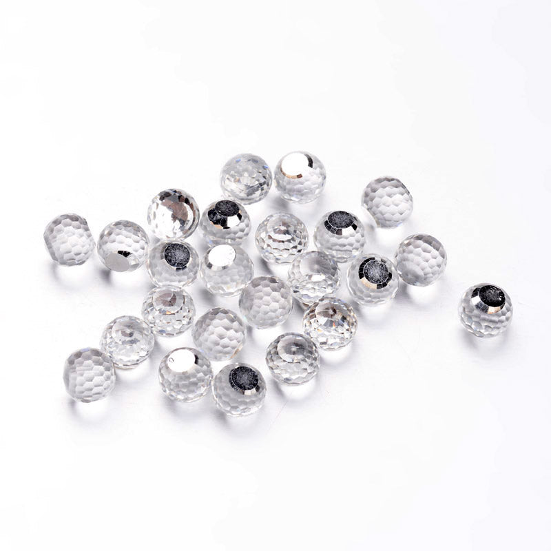 Cabochons Rund Facetterad 10mm med 4mm bricka Klar färg, 2st