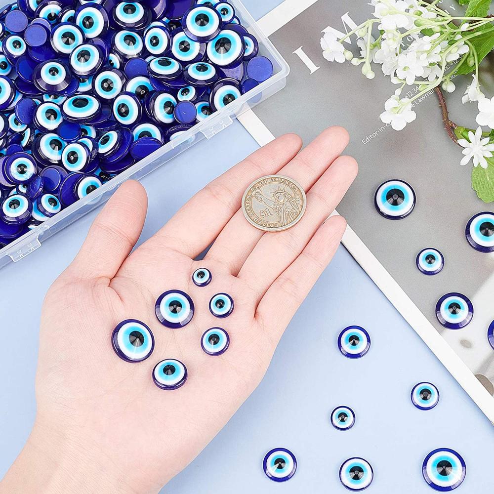 Cabochons Resin Evil Eye 6 storlekar 8mm - 18mm, 12st