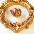 Berlock Hänge Rund 16K Guldpläterad Röd emalj Smiley-gubbe 15x13x13mm, 1st