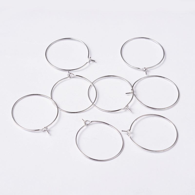 Creolörhängen Hoops 25mm Silverpläterad Mässing Nickelfria, 10-pack