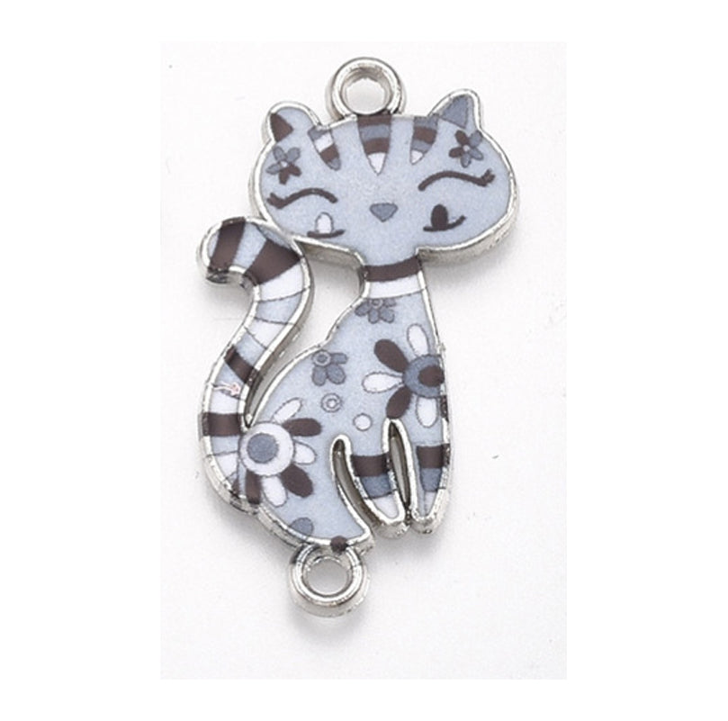Länkberlocker 29,5x16,5mm Cartoon Cat 6 färger att välja mellan, 2-pack