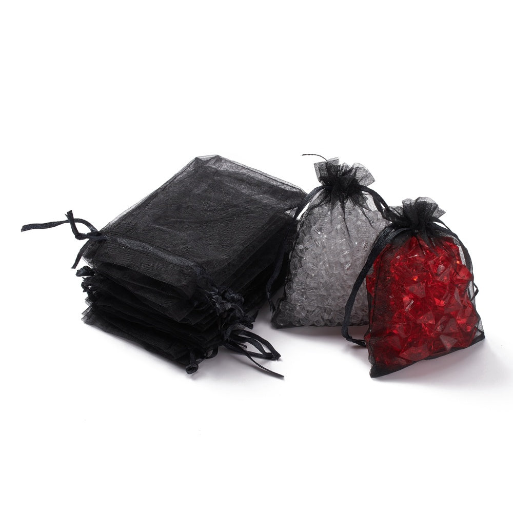 Organzapåsar 12x9cm Svart, 10-pack