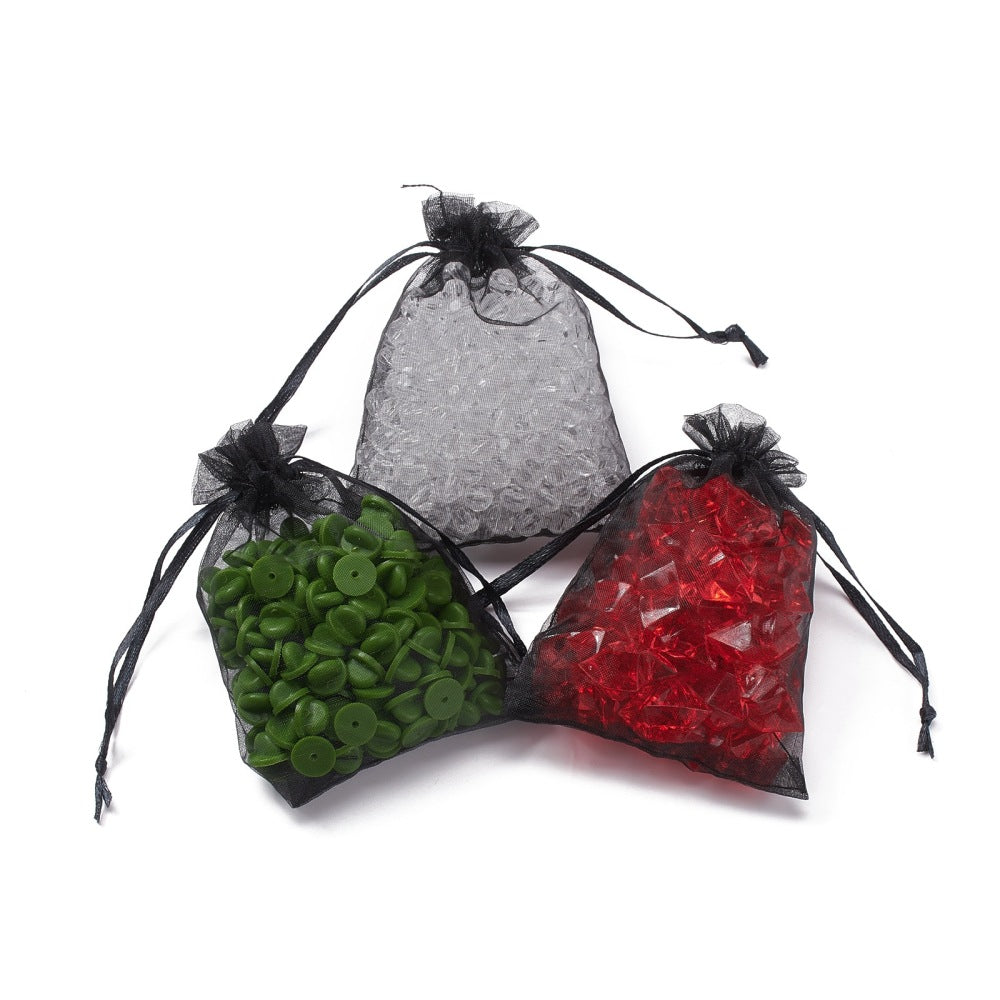 Organzapåsar 12x9cm Svart, 10-pack