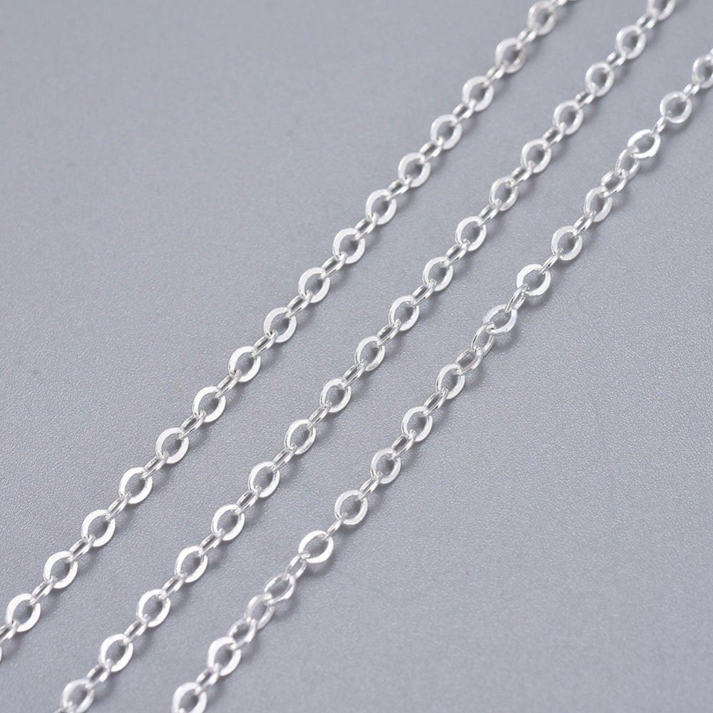 Kabelkedja Öglestorlek 2,5x2mm Silverpläterad Mässingskedja Nickelfri, 1 meter