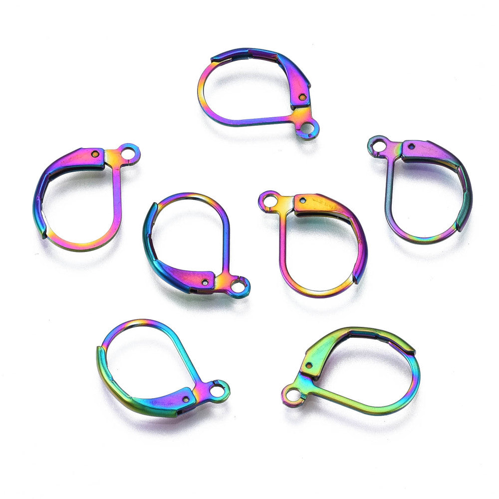 Brisyrkrokar Örhängen 16x10mm Rainbow Nickelfria, 10-pack