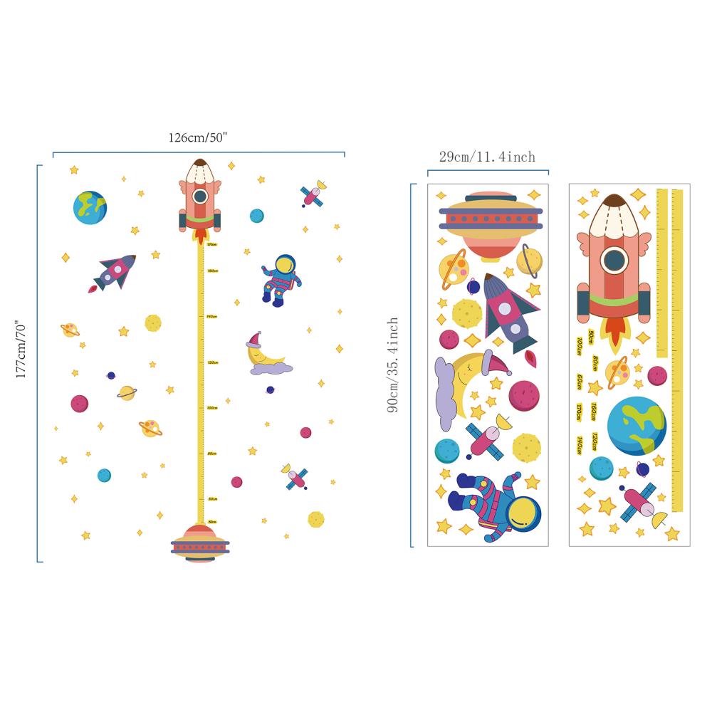 Mätlinjal Väggdekoration 177x126cm Rymdtema Klistermärken, 1 set