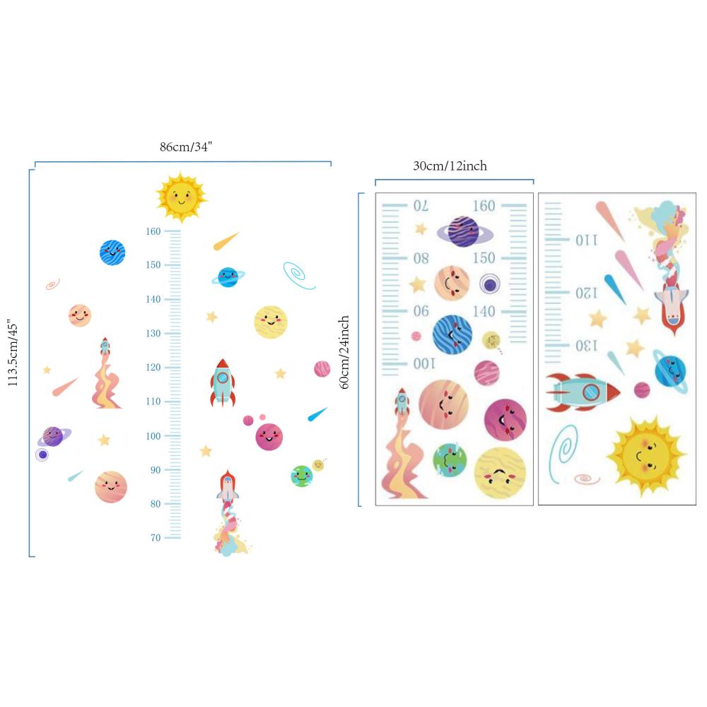 Mätlinjal Väggdekoration 113x86cm Rymdtema Klistermärken, 1 set