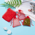 Organzapåsar 12x9cm Röda, 10-pack