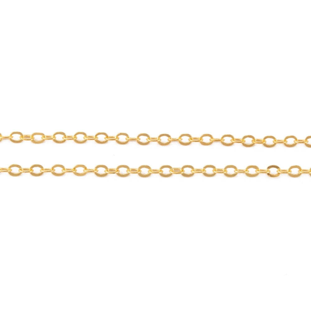 Kabelkedja Öglestorlek 2,5x2mm Guldpläterad Mässingskedja Nickelfri, 1 meter