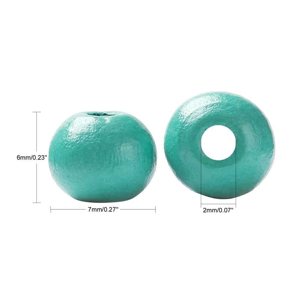 Miljövänliga Färgade Träpärlor 7mm sorterade färger, 1 Box (ca 340st)