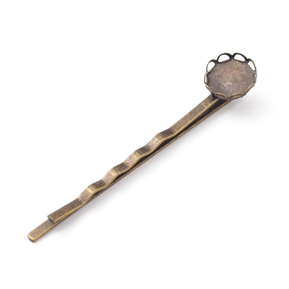 Hårnålar Bobby Pins för Cabochon 10mm Antikbrons, 2st