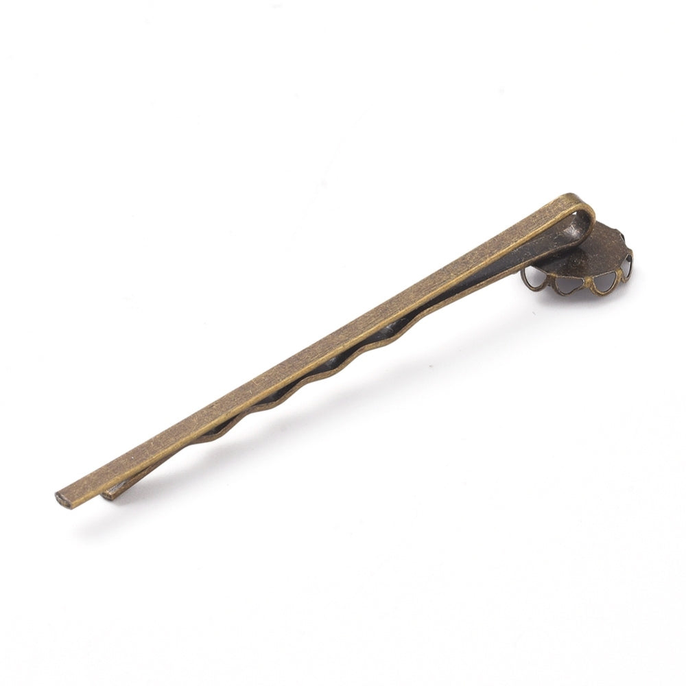 Hårnålar Bobby Pins för Cabochon 10mm Antikbrons, 2st
